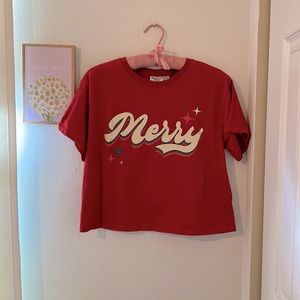 Mighty Fine cropped Xmas t-shirt